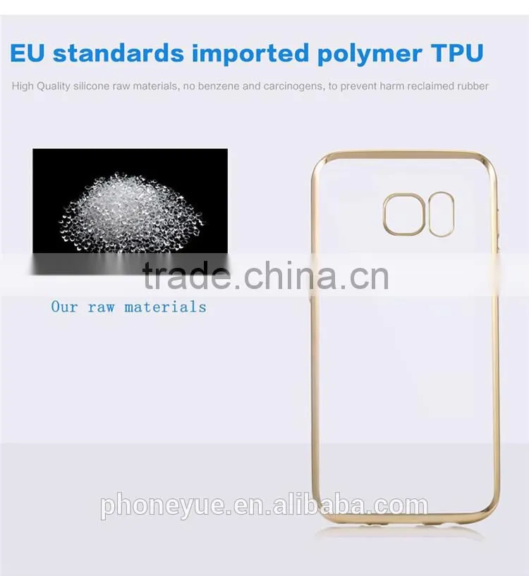 Luxury Rose Gold TPU Plating Plated Edge Soft Clear Case for Samsung S7 edge