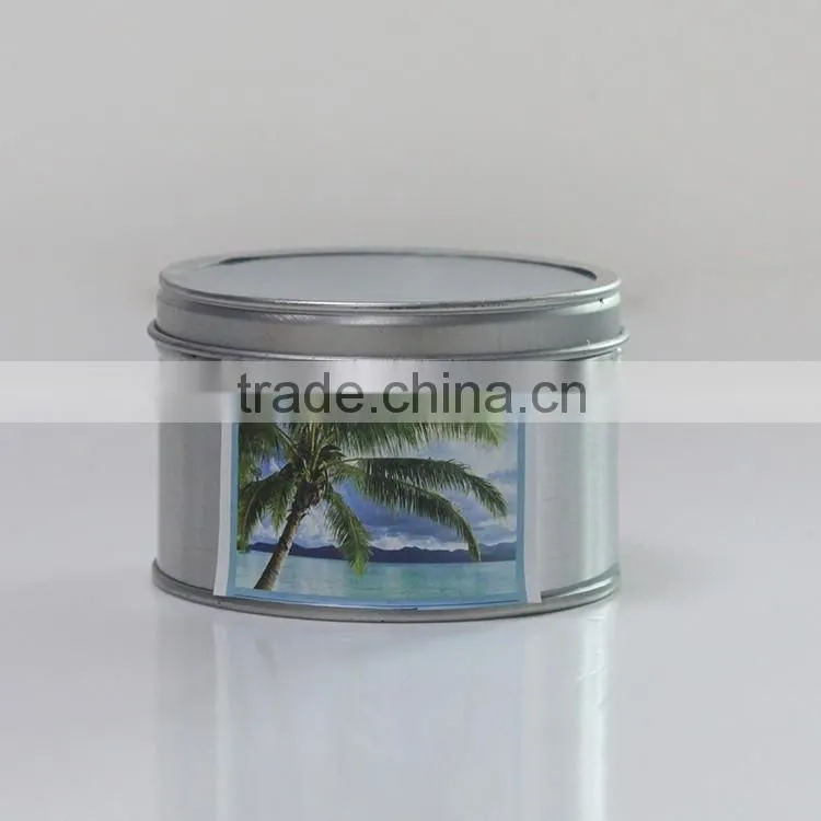 silvery travel tin candle/scented candle/tin candle