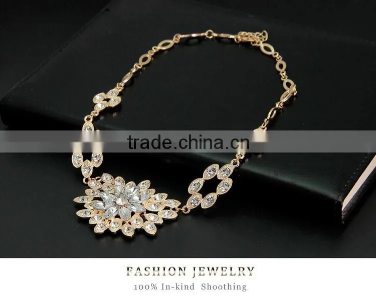 Women Bridal Wedding Jewelry Sets Charm Crystal Flower Pendant Jewelry Sets Shininy Bijoux Femme 2016