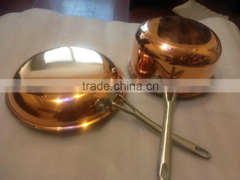 Copper Aluminum Non-stick Double 2 Layers Cookware Set Cooking Milk Pot Saucepan Long S/S Handle