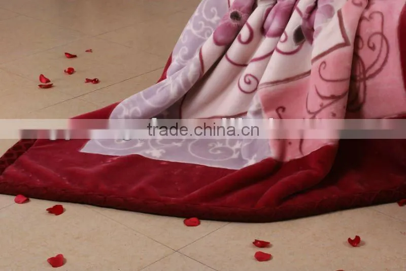 100% polyester printed and special carving raschel blanket 5kg
