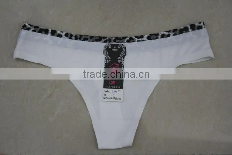 2014 Mature Ladies Contrast Design Leopard Print Tape Laser Cut Panty