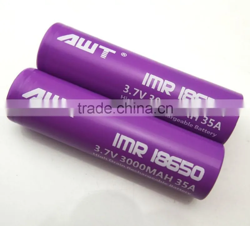 AWT Purple 18650 3000mah 35A Ascension P1 vape mod box mod jsb ecig awt 18650 high drain
