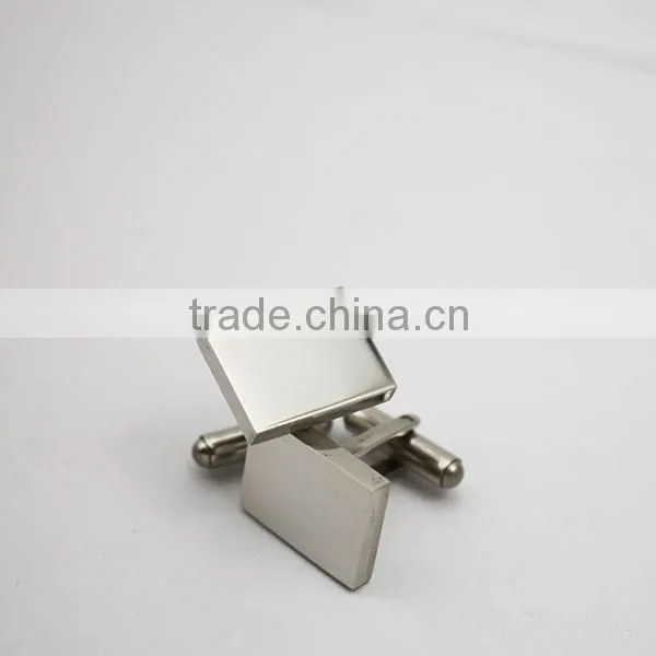 Blank Stainless Steel Rectangle Plain Silver Cufflinks For Men and Women