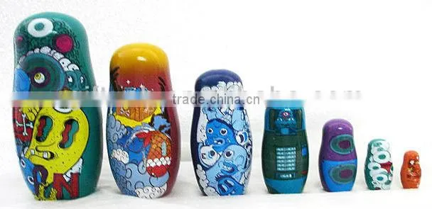 wooden russian nesting Dolls , babushka doll