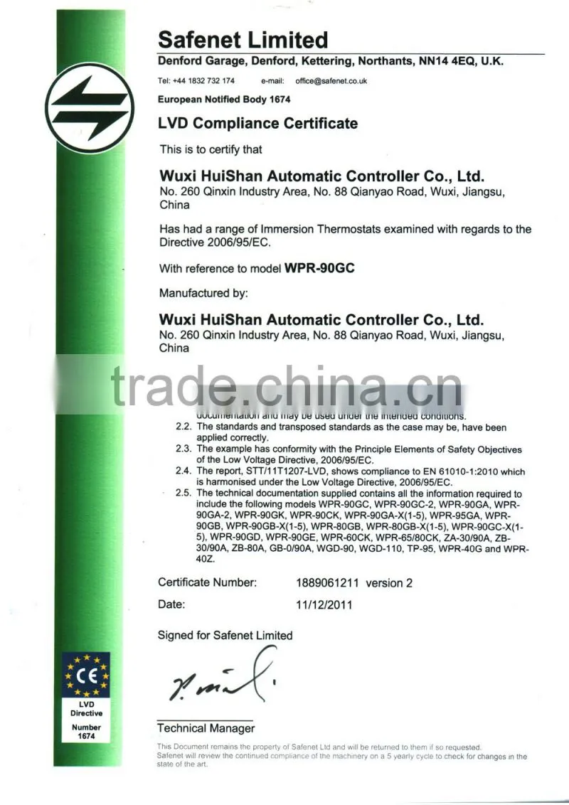 Cyclinder thermostat
