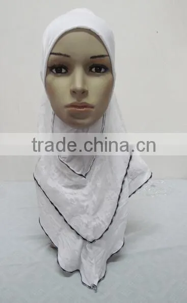 H259 latest muslim hijab with lace layer