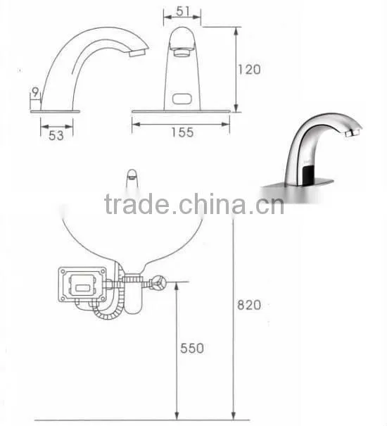 Chromed Health Automatic Infrared Sensor Bathroom Faucets (Cold)