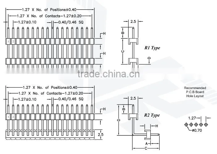2.17mm Pitch Pin Header Single Row Right Angle Dip Type