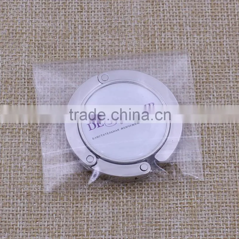 Customized logo promotion round foldable bag hanger / holder with epoxy sticker