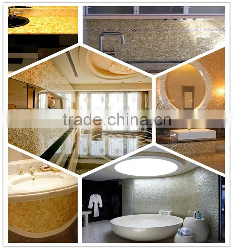 promotion crackle triangle yellowlip seashell mosaic tile MOP wall decorate