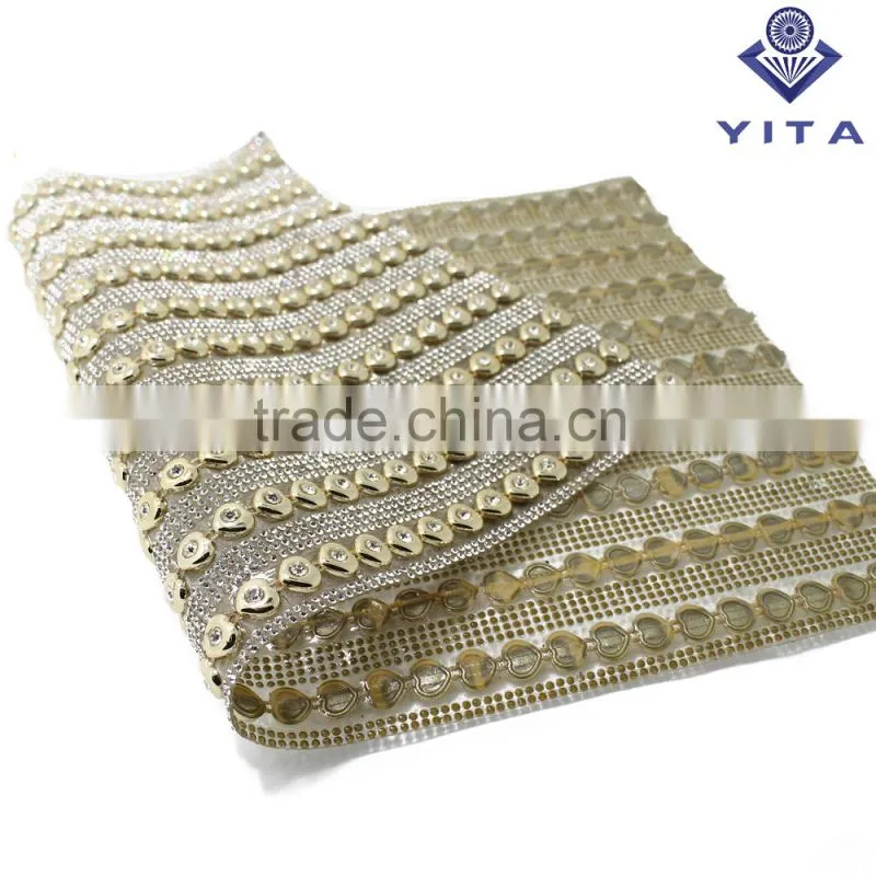 glue back crystal hot fix rhinestone mesh sheet trimming for shoe and cloth