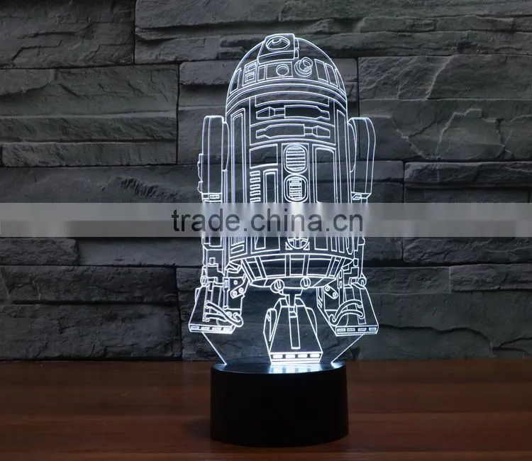 usb + battery operated acrylic night light lamp led 3d color change warship shape light for children kids baby led lamp
