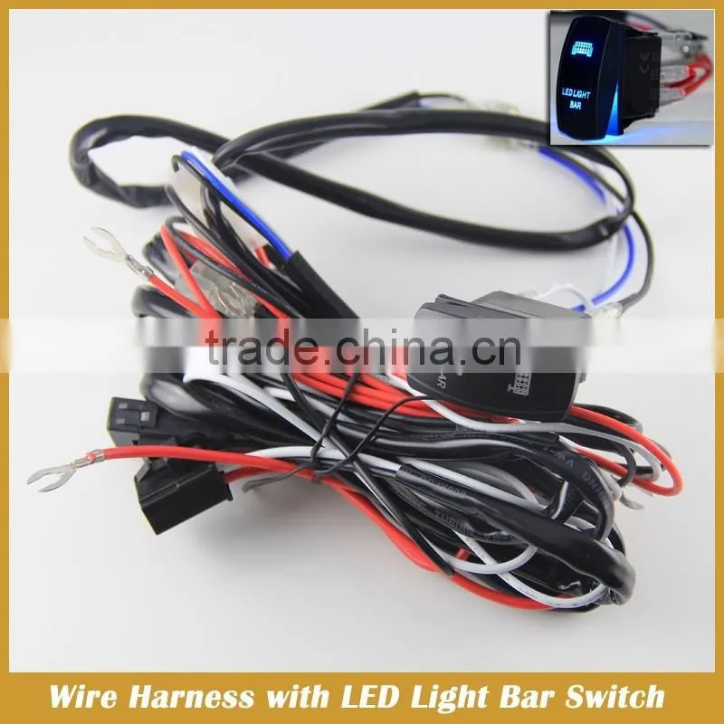 Relay wire harness with LED light bar rocker switch for light bar,fog lamp,working lamp