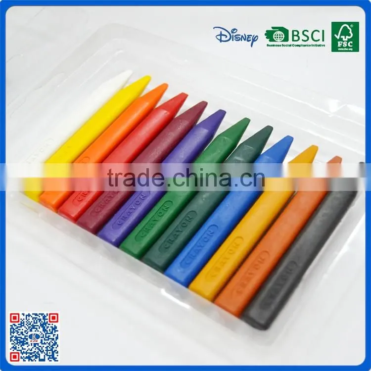 New arrival 12 colors triangle crayons in PVC box