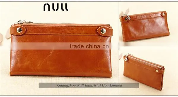 Professional supplier double zipper cheap leather purse for lady