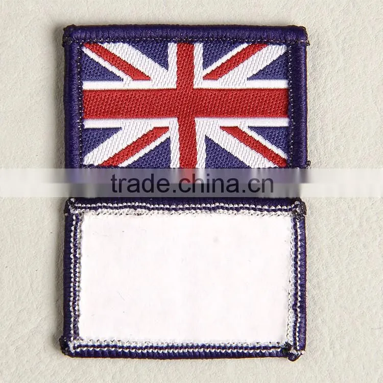 China recognized supplier customs woven arm badge with flag shaped for special working uniform