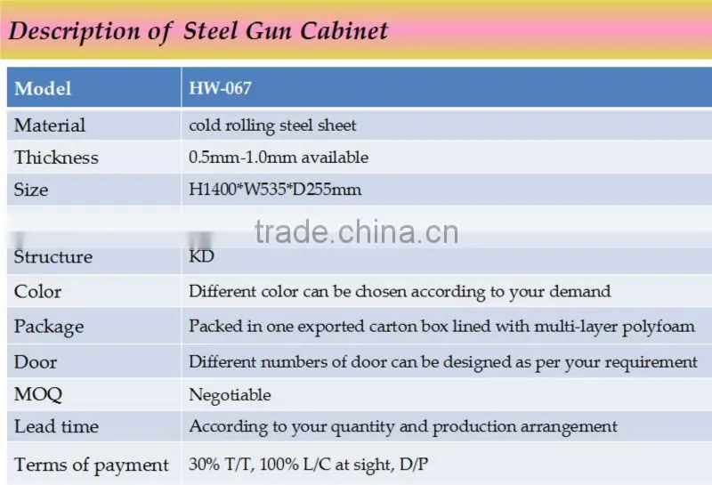 steel gun cabinet design with lock