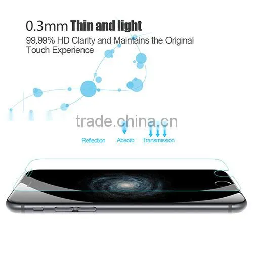 High quality 0.3mm 9H hardness Tempered Glass Screen Protectors for Mobile Phone iPhone 6 and Tablet iPad