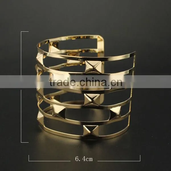 europe hollow golden free sample wide cuff bracelet
