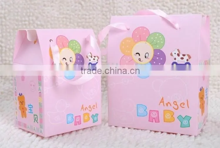 Popular baby gift candy box with ribbon and various sizes
