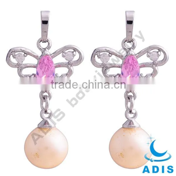 Fashion Brass Pearl Pendant Necklace With Zircon