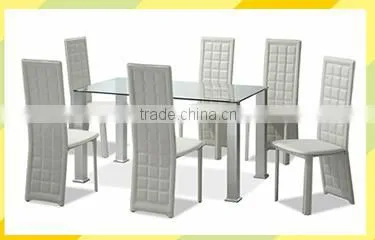 metal frame wood surface luxury tempered glass dining table, heavy-duty metal glass dining table and chairs