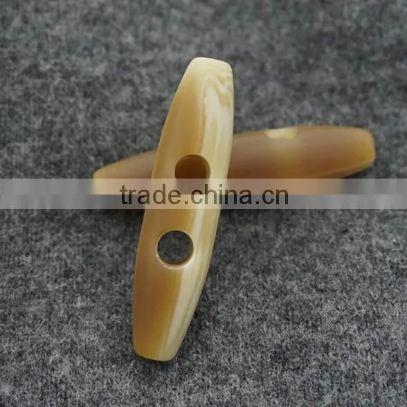 chinese button beige resin matt effect 2-holes bar toggle button for clothing