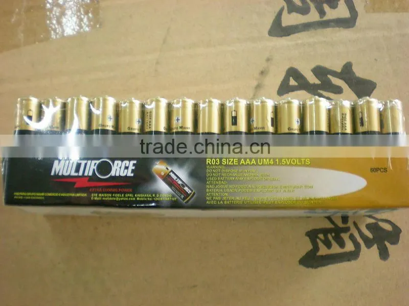 4 PACK multiforce Shrink Wrap R03 SIZE AAA UM4 1.5V Battery FOR torch light
