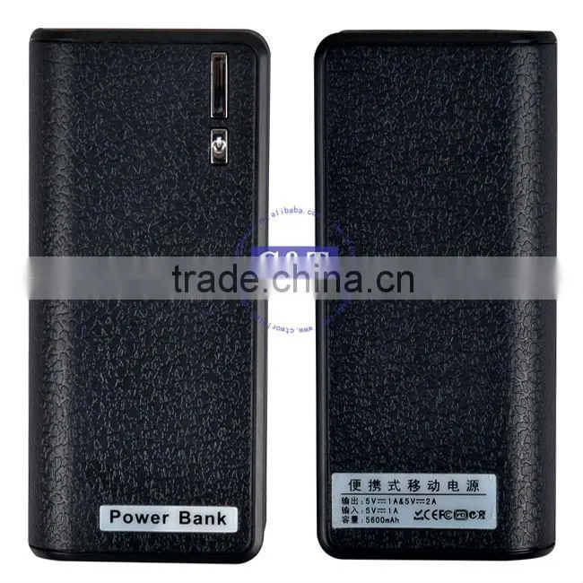 C&T Black REAL 5600 mAh Grade-A Battery Cell Power Bank with Multiple Adaptors for mobile phone