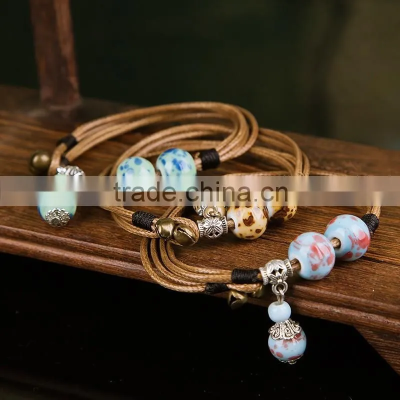 In Stock Wholoesale Jingdezhen Handmade Ceramic Bracelet leather bracelet