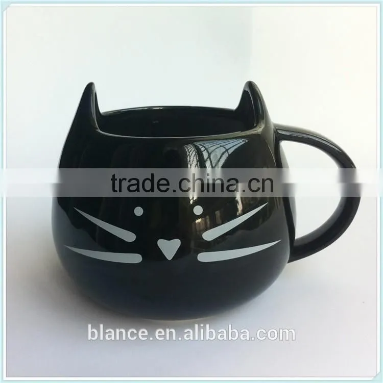 new products ceramic full black cat mug 3d coffee cup