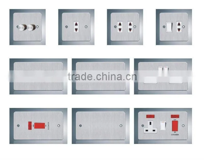 stainless steel 1gang 2 pin switch and socket