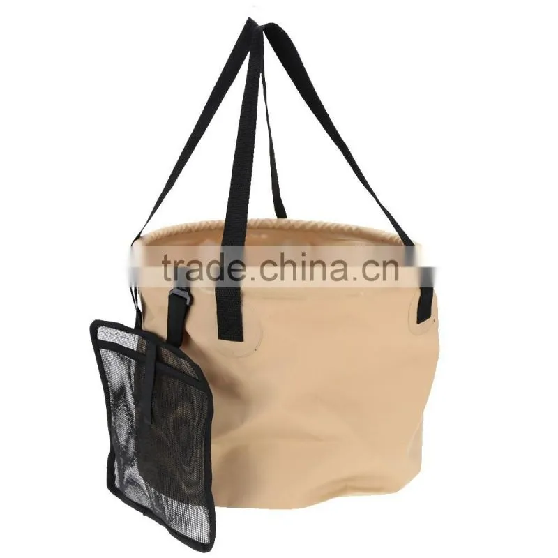 20L Folding Car Water Wash Bucket Outdoor Portable Fishing Bucket Collapsible Retractable Fishing Tackle with Hanging Mesh Bag C
