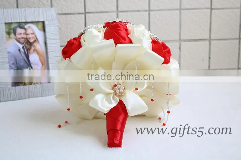 Iridescent Brooch Bouquet Handmade red Jeweled Bouquet