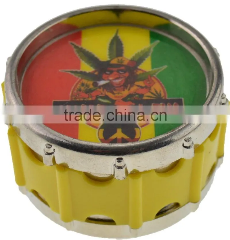 Spice Herb Grinder- Four Piece with Pollen Catcher - Zinc Alloy 856