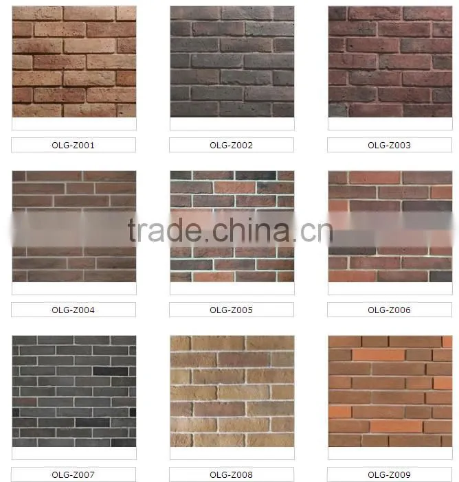 Thin artificial facades bricks