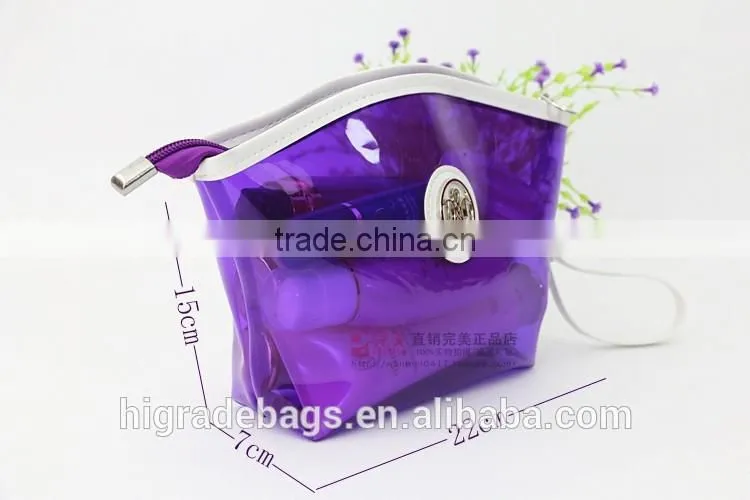 purple clear cosmetic bag
