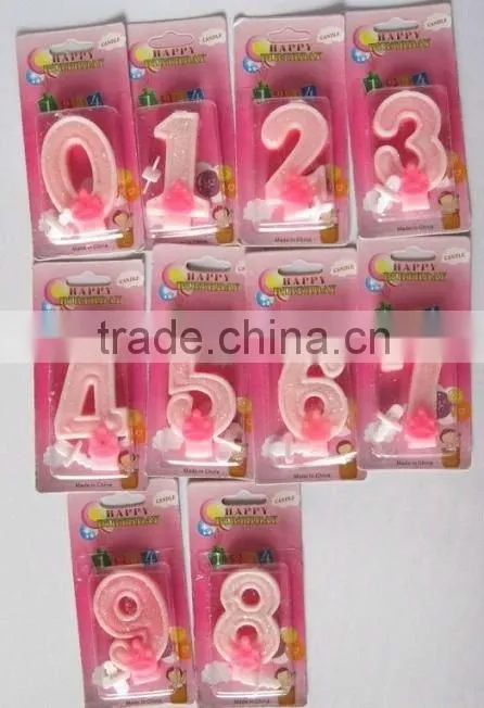 Wholesale Pink Number 1 Glitter Candle, available in 1 2 3 4 5 6 7 8 9 0 Kids Birthday Partyware Party Supplies