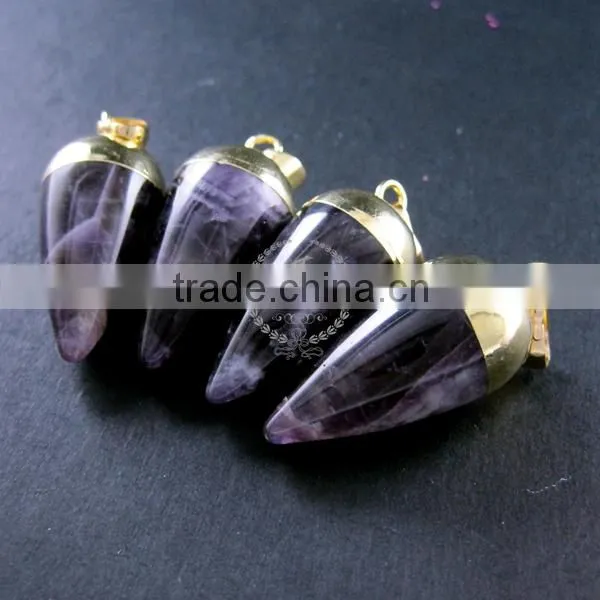 15x30mm water drop shape gold plated purple amethyst power stone pendant charm DIY supplies 1850207