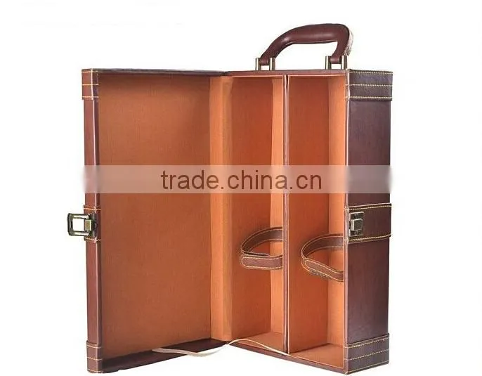 High Quality Customized leather 2 bottles's gift box for wine ,Packaging Boxes