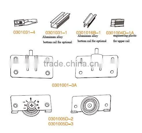 high quality furniture hardware for wooden wardrobe sliding door fittings steel and nylon material sliding door accessories
