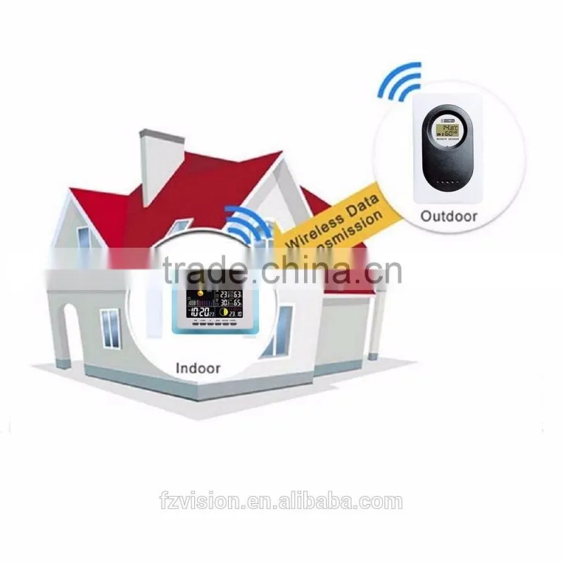 Super wireless rf rcc weather station with 2 sensors/ Weather Station with Digital Clock In/Outdoor Temperature Humidity