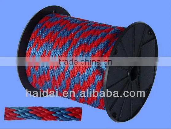 Red/yellow/blue/green/white/black solid braided polyester rope
