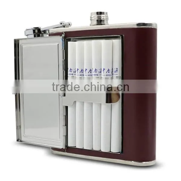 Stainless steel wine bottle , Leather hip flasks