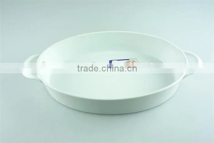 wholesale white cheap oval ceramic bakeware with handles in stock