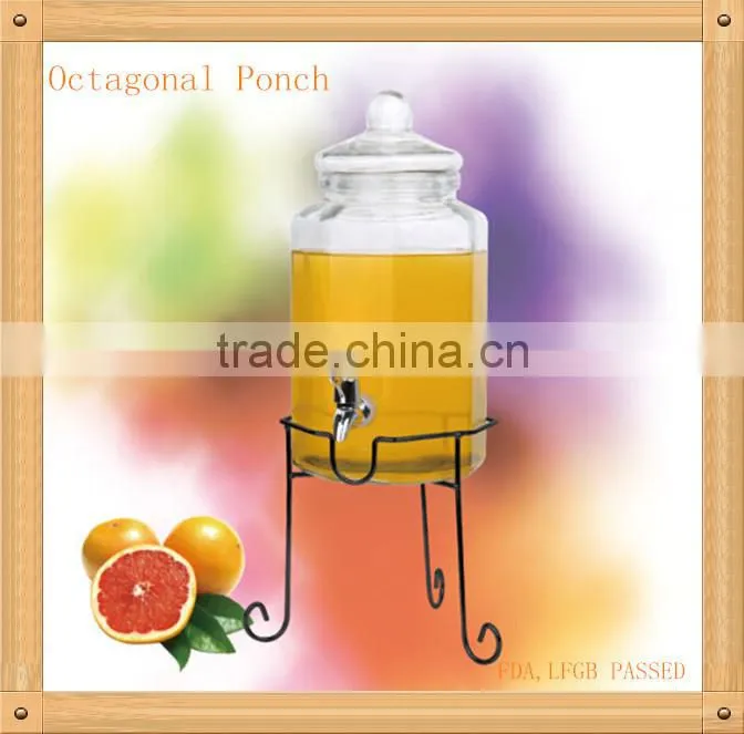 transparent glass juice dispensers with S/S lid