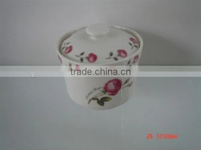 Porcelain ECO friendly sugar salt Tin Can with stainless steel