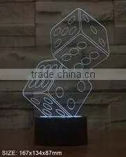 3D effect dice shape USB charging desktop night light