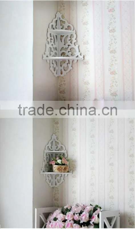 The wooden hanging around the corner,wall shelf